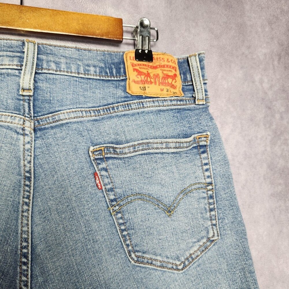 Levis 511 Jeans Mens 33 to‎ 34x30 Blue Denim Slim Fit Stretch Tapered Leg - Picture 5 of 15